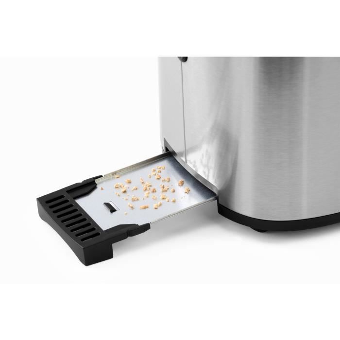 LINSAR Grille pain - 3 fonctions - 6 niveaux de droage - plateau ramasse-miettes coulissant - 820W - Inox