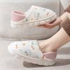 Women Cotton Slippers Plush Warm Flat Slides Breathable Non-slip Slippers