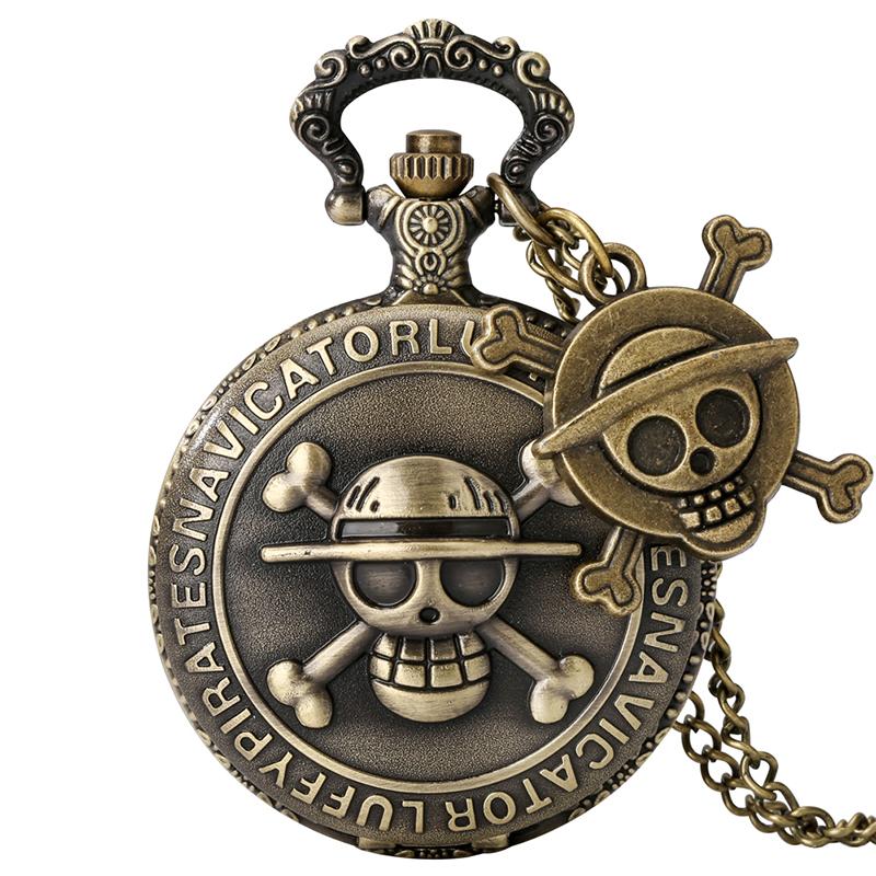 Pffee Vintage Steampunk Skeleton Pocket Watch Skull Man Clock Reloj Antique Quartz Timepiece Anime Gift for Children