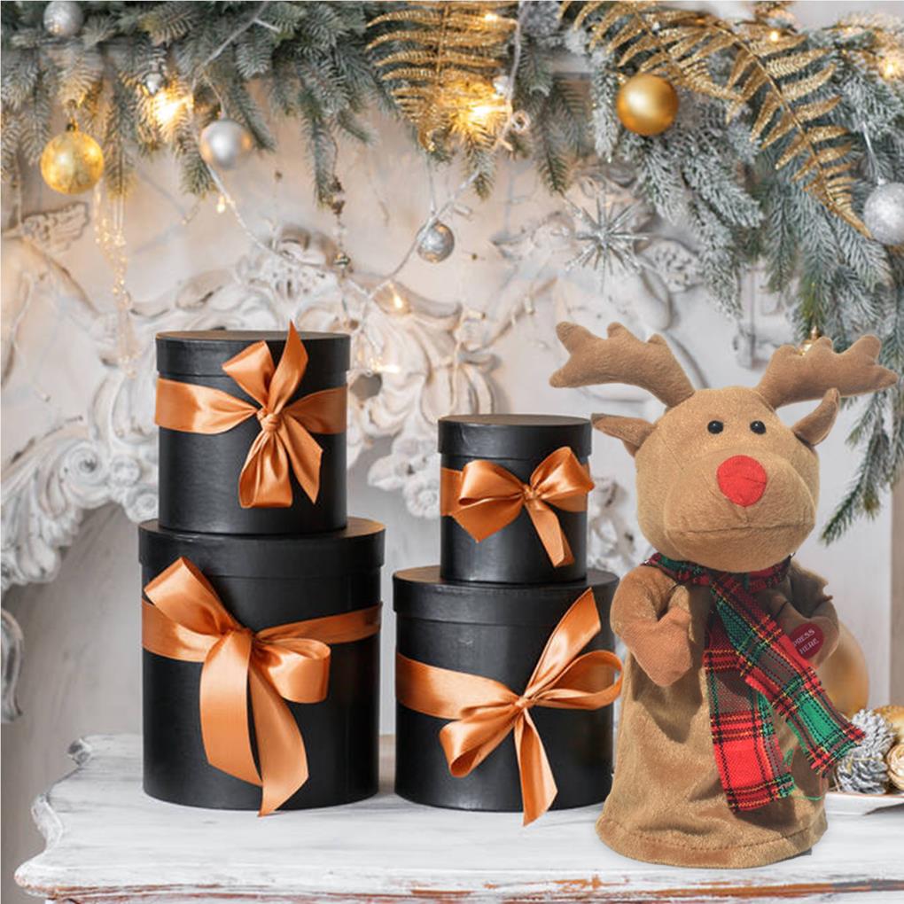 Christmas Doll Animal Themed Party Decorative Xmas Children Toy Stuffed Table Showcase Decoration Battery Operated