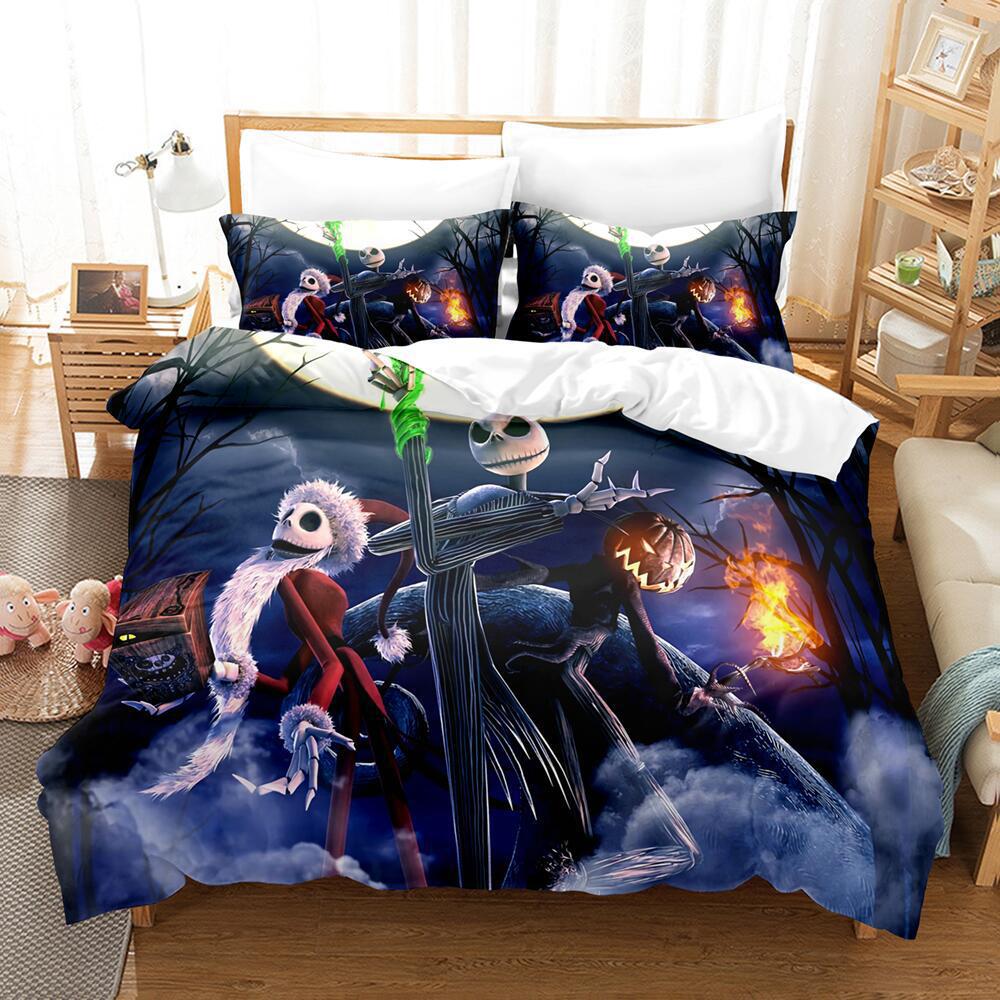 Animation Cartoon Digital Printing Bedding Christmas Eve Fright Polyester Cotton Microfiber Duvet Set Three-Piece Set