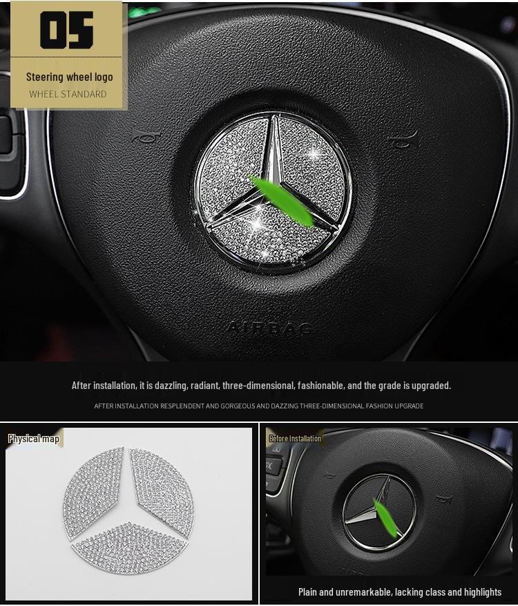 Mercedes-Benz C-Klasse/GLC/E-Klasse Mittelkonsolenverkleidung und Knopfdekoraufkleber.