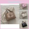 Trendy Minimalist Sweet Bow Design Pu Tote Bag In Black Pink Beige And Khaki