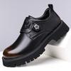 Leather Shoes Men's Business Dress Cowhide Leather Buckle Lacquered British Glossy Platform Suit Men's Shoes