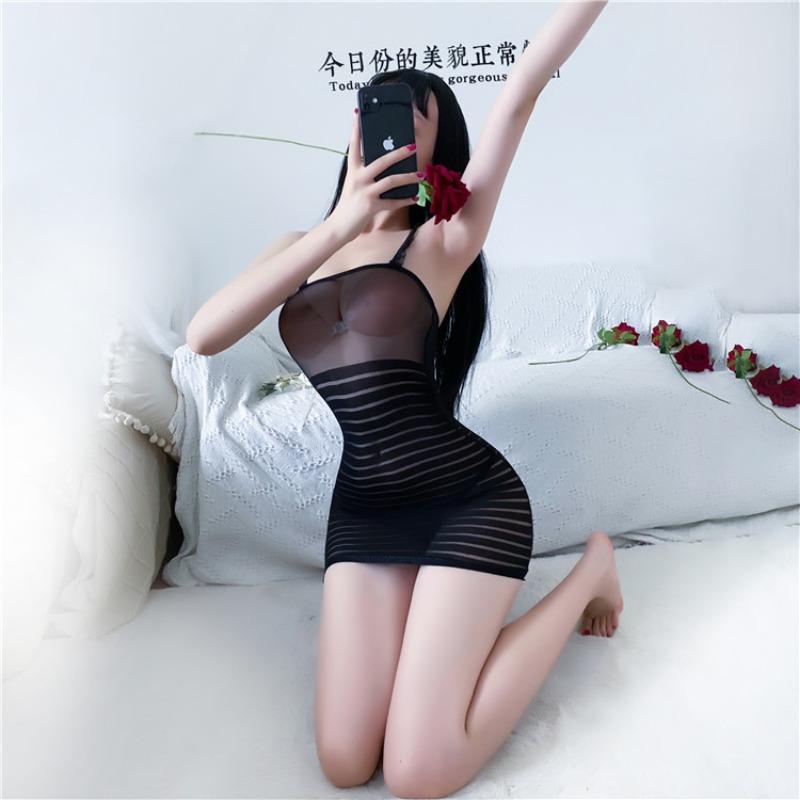 Silky elastic thin through clothes sexy underwear sexy tight mesh coat large size temptation hip tube top skirt lace 0