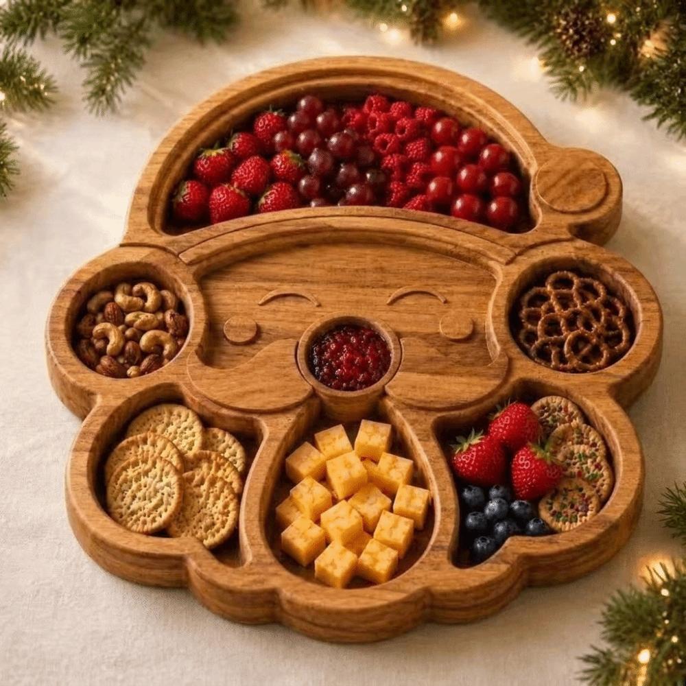 Santa Claus Shape Divided Snack Platter Divided Food Storage Plate Holiday