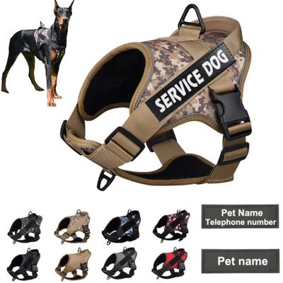 Personalized Tactical Dog Harness Customized Name Tags No Pull  Adjustable Pet Harness  for Medium Large Dog