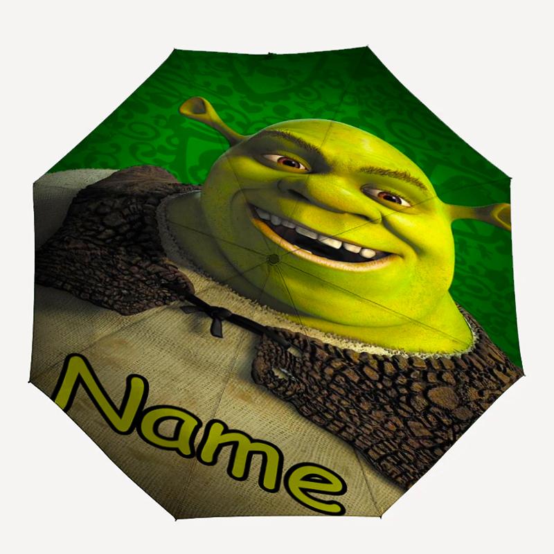 Custom Name Shrek Theme Automatic Umbrella, Lightweight & Portable, 8 Rib, Perfect for Outdoor Travel, Birthdays, Christmas, Gifts.