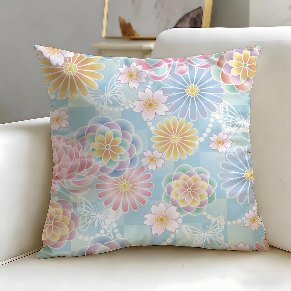 Chinese Traditional Floral Cushion Cover Soft  EasyWash Pillow Case  Versatile for Couch Bed Travel and Office