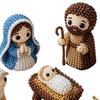 1 Zestaw DIY Szopka Boża Zestaw do Koralikowania, Zestaw Artystyczno-Rękodzielniczy Narodziny Jezusa dla Początkujących Dorosłych, Ręcznie Robiony Zestaw Dekoracji 3D z Koralików, Prezent Religijny dla Chrześcijan