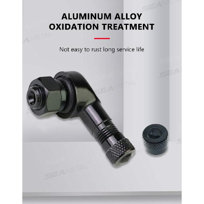 SEAMETAL 2PCS Universal Motorcycle Wheel Tire Valves Stem Cap Air Tire Cover 90 Degree CNC Aluminum Alloy Tubeless Valve Stems Valve Stems 1