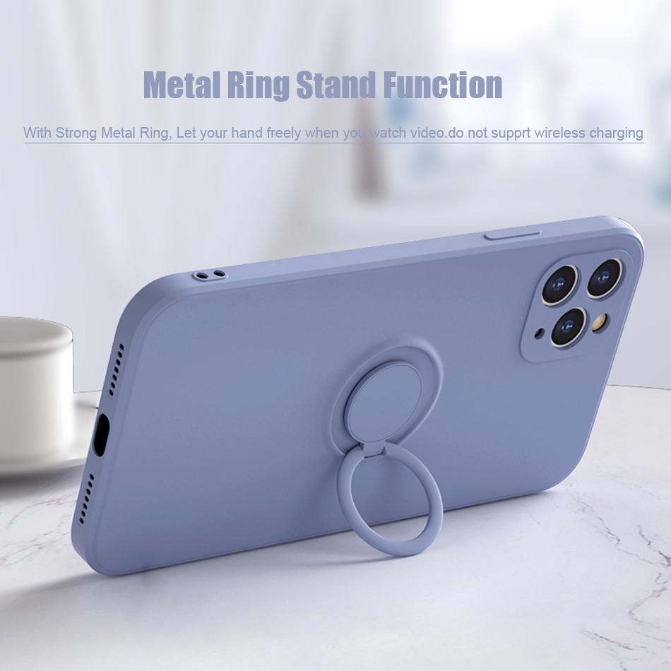 Luxury Liquid Silicone Metal Ring Holder Phone Case for Samsung Galaxy A13 A14 A32 A52 A72 A53 A54 A34 4G 5G Cover with Lanyard Shockproof