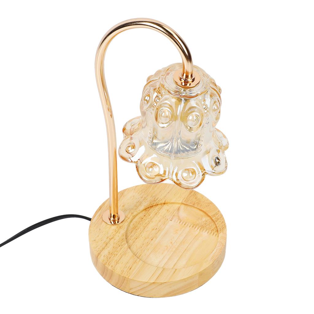 Candle Lamp Dimmable Timing Wooden Base Glass Lampshade Anti Slip Metal Pole Candle Warmer with