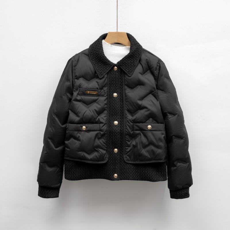 Pinghu down jacket women's short new autumn down light white duck down embossed lapel jacket