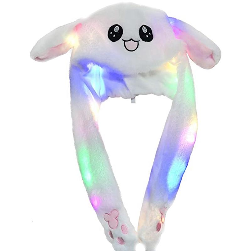 

Світлодіодний світлодіодний плюшевий рухомий капелюх із зайчиком, смішний, що світиться та з рухомими вухами капелюх кролика для жінок, дівчаток, косплей, різдвяна вечірка, свято