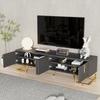 TV Cabinet, Lowboard with Textured Door, TV Furniture, Golden Handles and Golden Feet. [OLD SKU: WF5308990SAA]