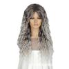 Synthetische graue Haare, lange Wasserwellen-Perücken für Frauen, natürliche, flauschige, lockige Wellen-Perücke, Cosplay, Halloween-Party, hitzebeständig