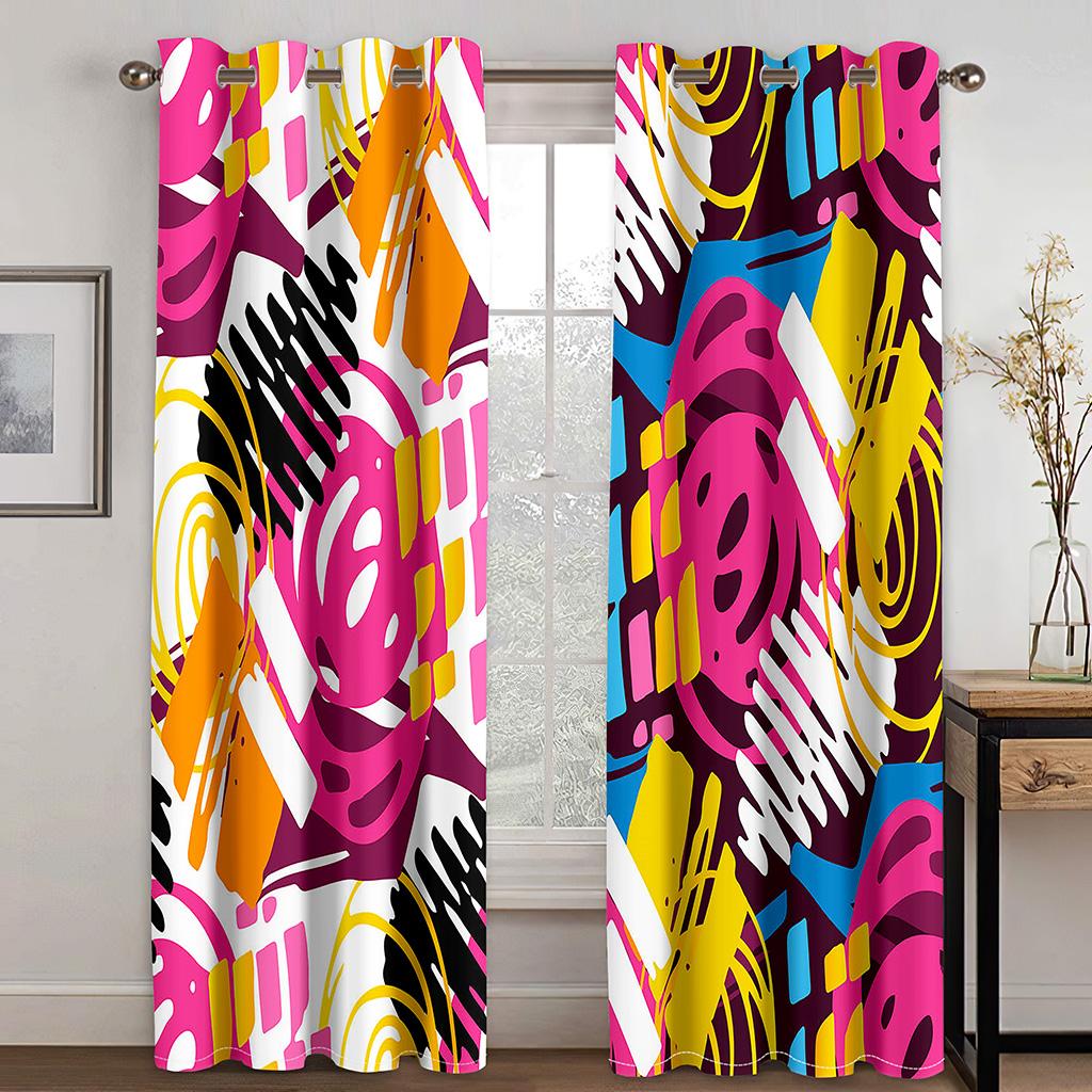 Vibrant Abstract Simplicity Premium Window Area Curtains in the Little Ones Bedrooms Living Room Hall Treatments Kitchen Decor Drapes Blinds