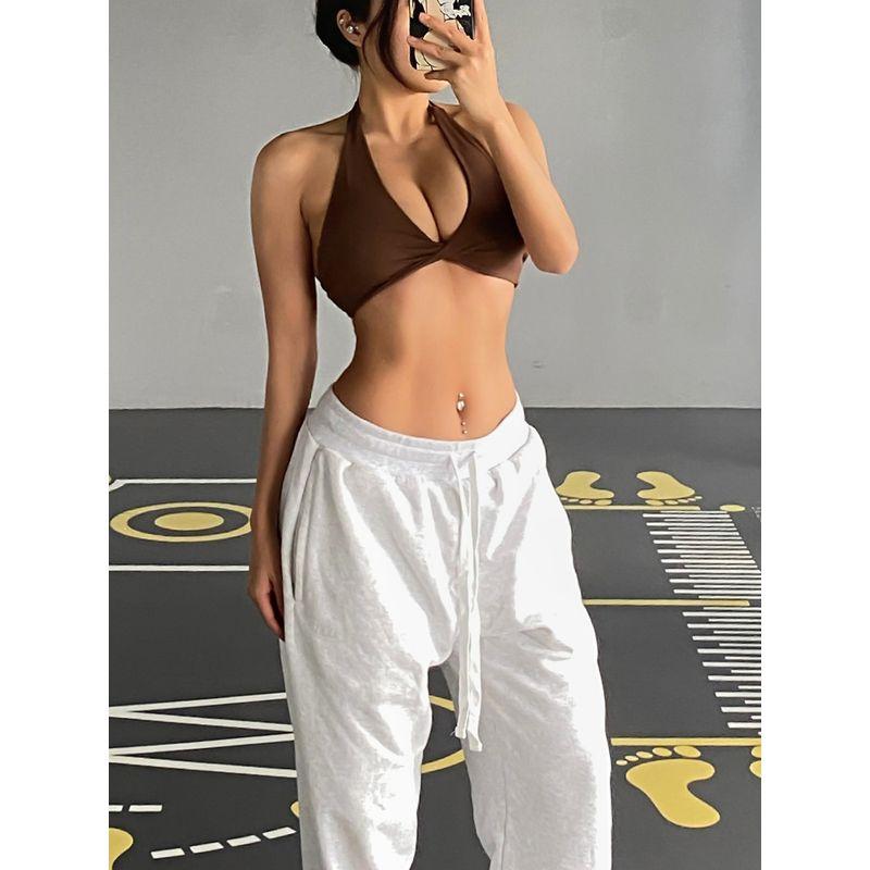 Fashion Halterneck Beauty Back Exercise Bra Quick-Drying Breathable Yoga Clothes Tops Wait Lifting Back Practice Triangle Cup Workout Underwear