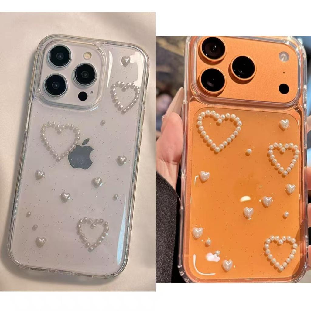 Transparent Glue Fine Glitter Phone Case for Apple 17pro Pearl for IPhone16 Small Fresh 15promax