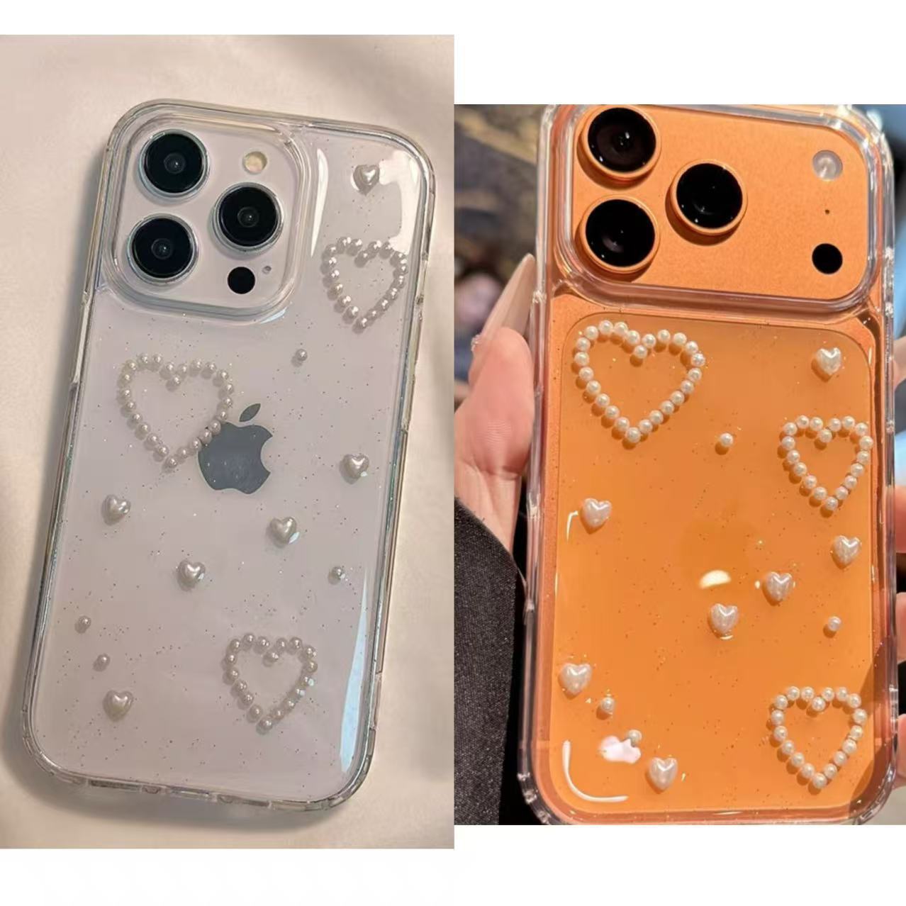 

Transparent Glue Fine Glitter Phone Case for Apple 17pro Pearl for IPhone16 Small Fresh 15promax For iPhone 7/8/SE 2020