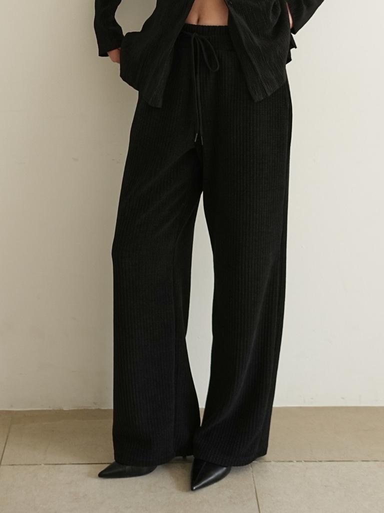 PAUL&ALICE Ribbed Elastic Pants / Light Beige