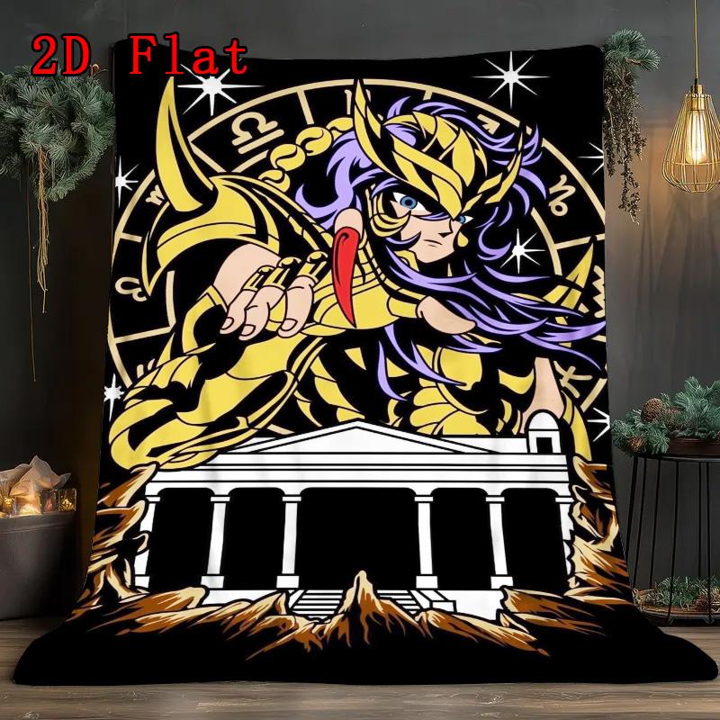 Gold Saint 2D Flat Pattern Flannel Blanket High quality All Seasons Warmth and Comfort Perfect for Christmas Gifts.MMT0918324