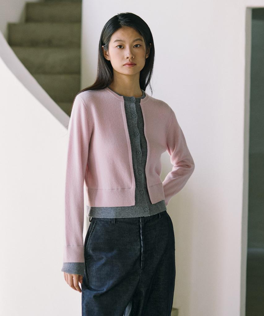 SHINE ON YOU Premium Rws Superfine Merino Layered Effect Cardigan_Powder Pink