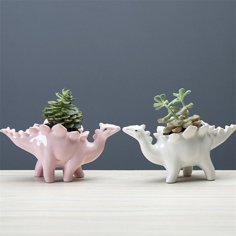 Stegosauro Dinosauro 3D Vaso da Fiori in Ceramica Fioriera per Succulente Contenitore Piccoli Vasi per Bonsai Decorazioni da Giardino per Desktop