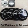 4ks 56/60/65/70/75/90mm Krytky středů kol Samolepky pro Opel Antara Astra Vectra Zafira Omega Corsa Gsi Turbo Cors OPC Line