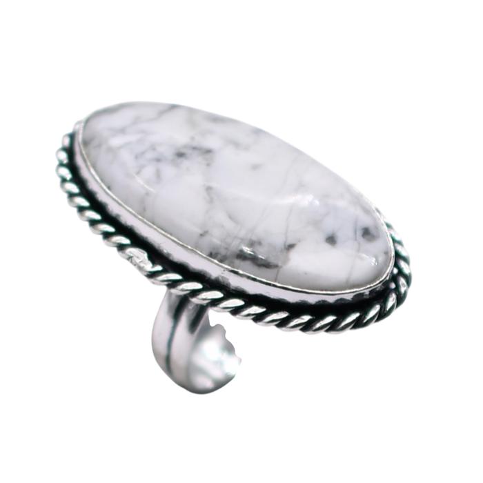 Howlite Natural Gemstone Antique Silver Ring US Size-5 R 5145