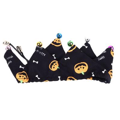Halloween Cat Collar with Bells Cute Pumpkin Pattern Adjustable Puppy Scarf Pet Halloween Costume