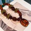 Vintage Amber Geometric Beaded Necklace Women's Acrylic Sweater Chain