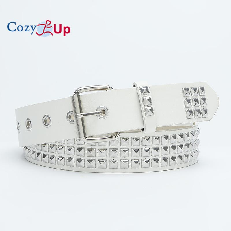New Square Bead Rivet Belt Metal Pyramid Belt Men and Women Punk Hardware Jeans Belt Y2K Belt Designer Belt Women's Belts