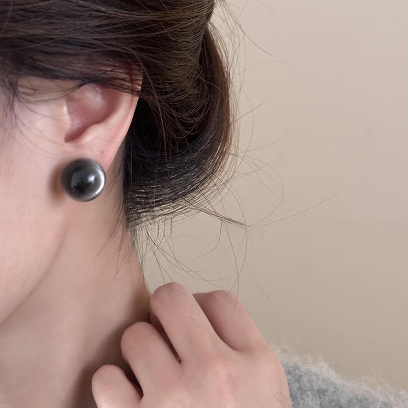 Silver needle love geometric smudge resin stud earrings niche high sense versatile temperament earrings popular earrings women
