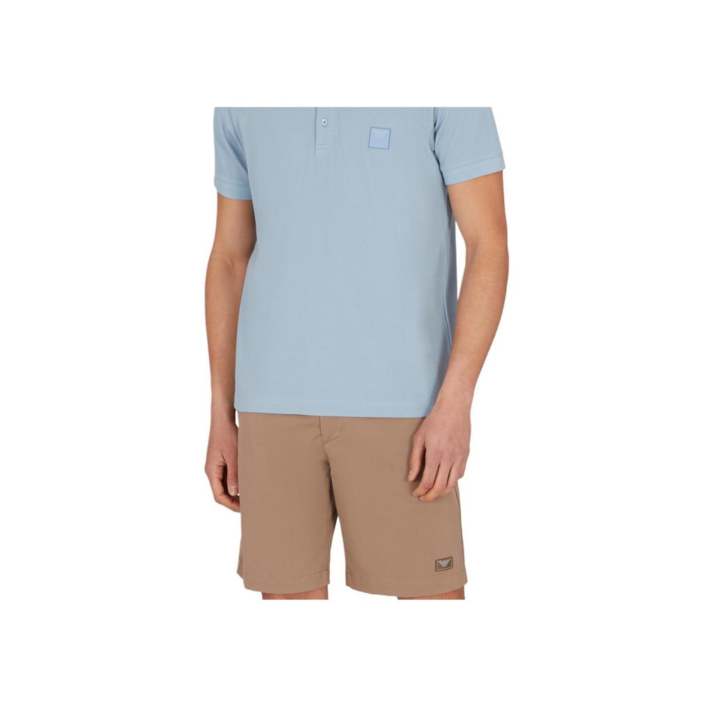 Emporio Armani Ss25 Solid Eagle Logo Short Sleeve Polo Shirt Men tops Light-Blue EM000571-AF12336-U9287