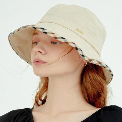 Daks Ivory Check Cotton Linen Blend Bucket Hat Dbhe2e123