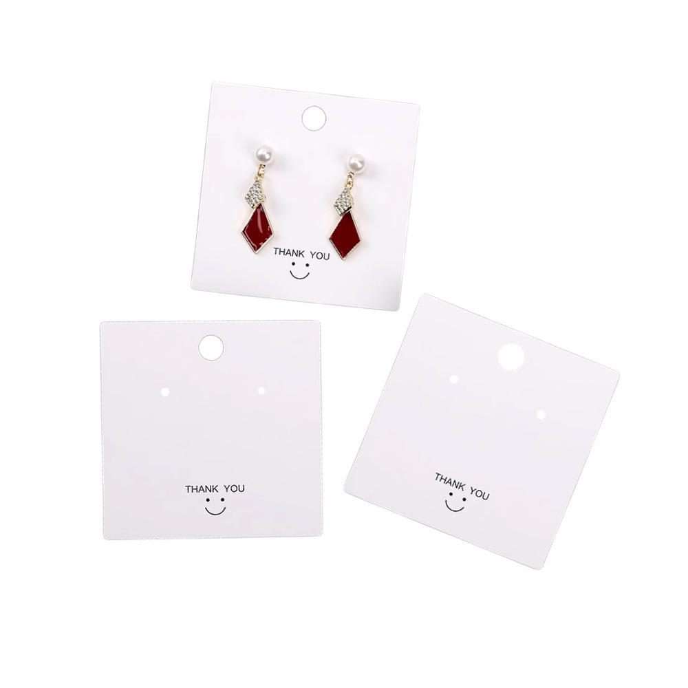 Laminated Smiley Face Earring Display Card with 2 Holes - 8x8 White