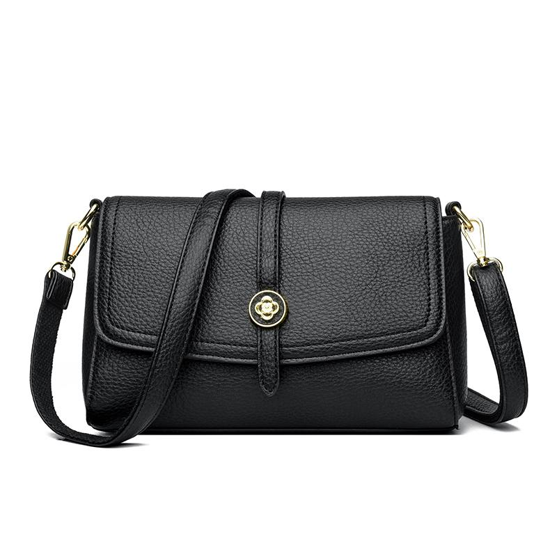 

New High quality PU Leather Tote Bag for Women Soft Natural Leather Handbag Fashi Crossbody Bags Female Shoulder Handbag Lady чёрный