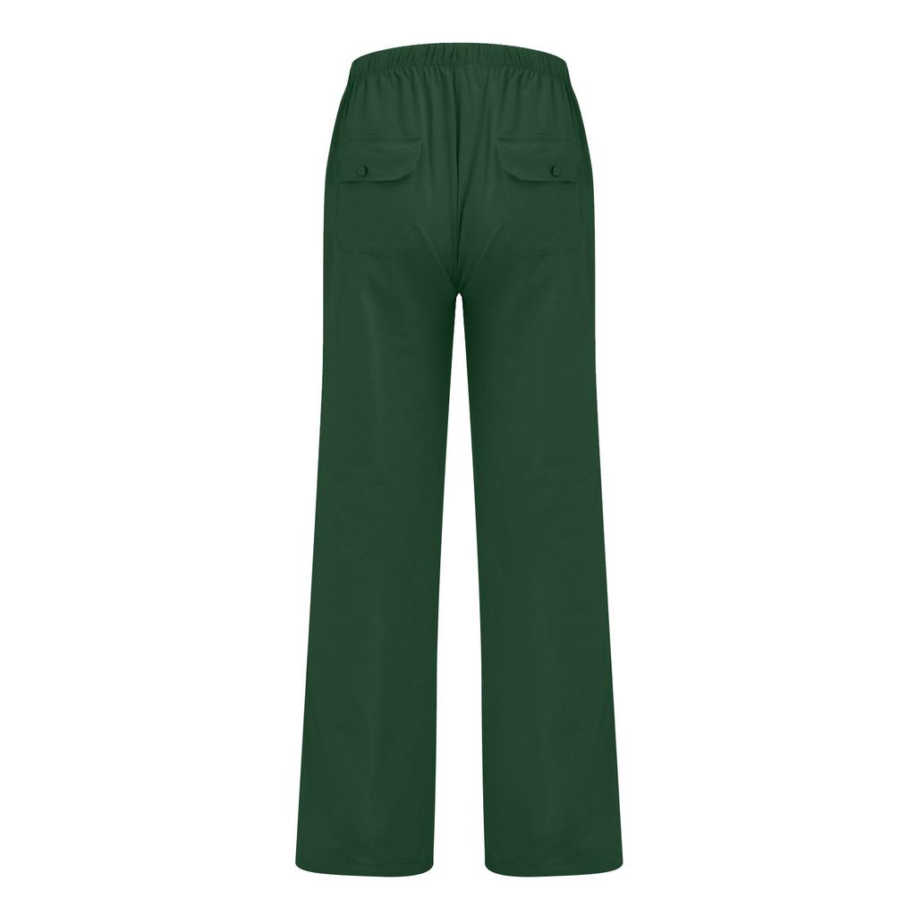 Men's Casual Loose And Comfortable Casual Pants Cotton Linen Printed Drawstring Trousers