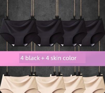 8er-Pack Nahtlose Damen Mid-Waist Einfarbige Dünne Sommer Eis Seide Slips Einteilige Sport-Slips