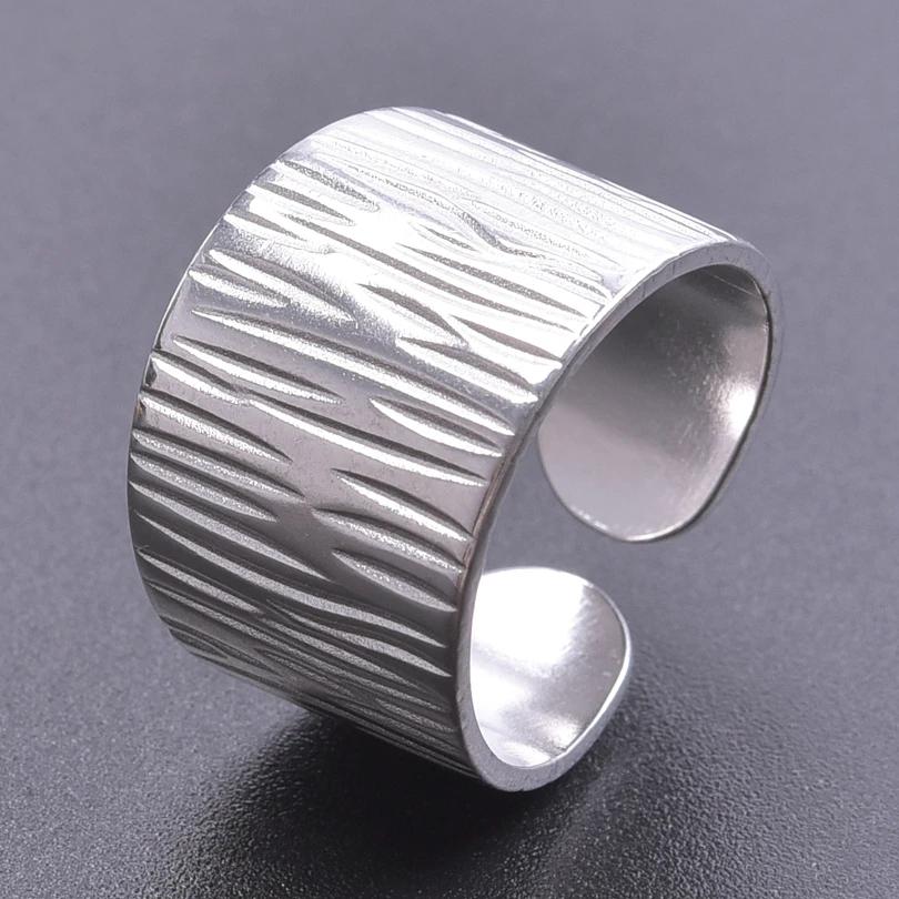 Chunky Unevenness Wide Ring Open Stainless Steel Rings For Women Men Accessories Indian Jewelry Vintage Finger Bague Femme Gift