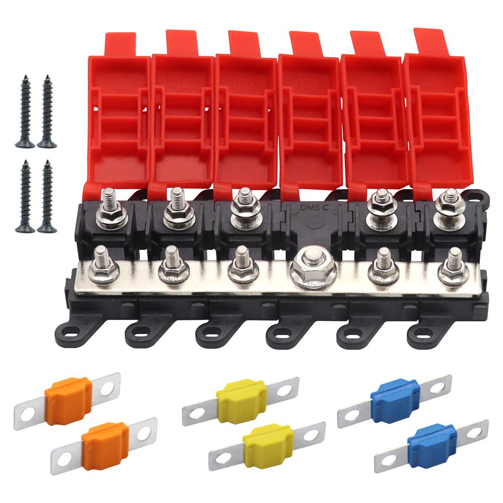 Distribution Block 1 in 5 out 5-way Fuse Holder With Fuse 30A 60A 100A