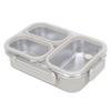 Divided Lunch Box 304 Stainless Steel Leakproof Heatable 3 Compartments Rectangular Food Container 1.2L Capacity