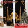 2D Flat Printing  2pcs Golden Mosque Chic Curtain Cloth Durable Polyester Curtains Festive for Living Room   Bedroom   Kitchen &