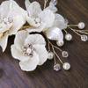 Korean Style Bridal Headdress: White Seashell Petals & Pearl Crystal Hairpin