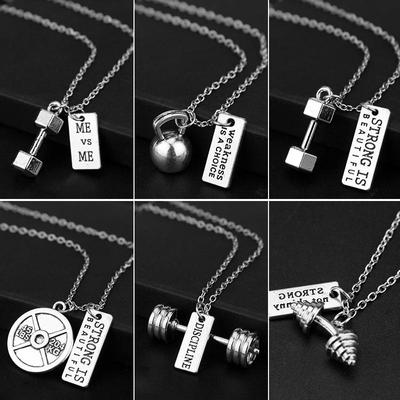 Unisex Fitness Hantel Halskette mit Langhantel Anhänger