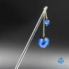 Sea drop kanzashi glass 14mm and 6mm silver perfect for and other Japanese (hairpin), glow-in-the-dark beads, blue, beads, glow-in-the-dark color,