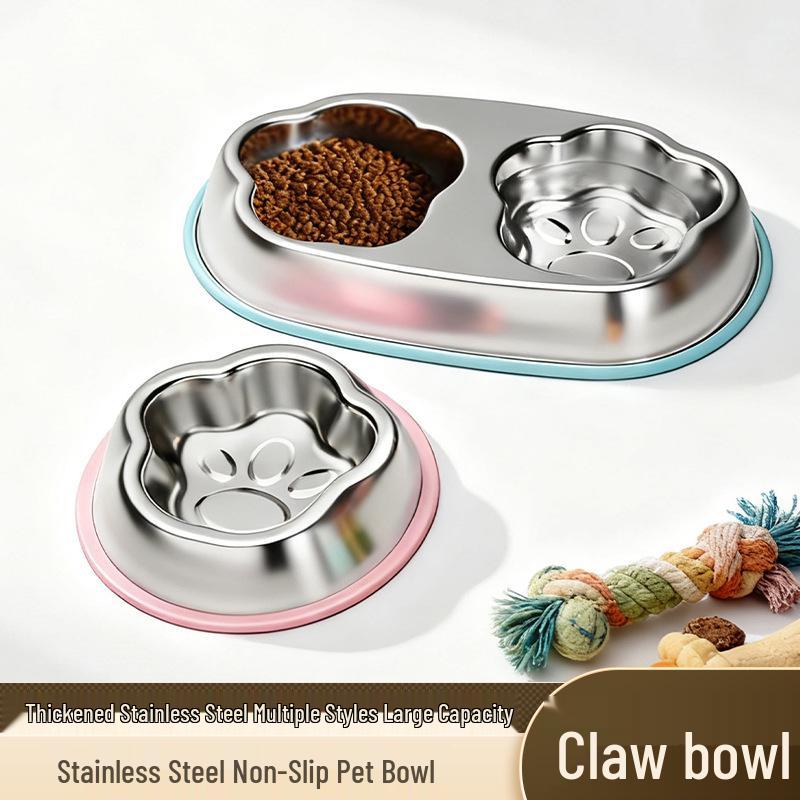 304 Stainless Steel Non-slip Cat & Dog Feeding Bowl, Large Capacity, Anti-tip Design
