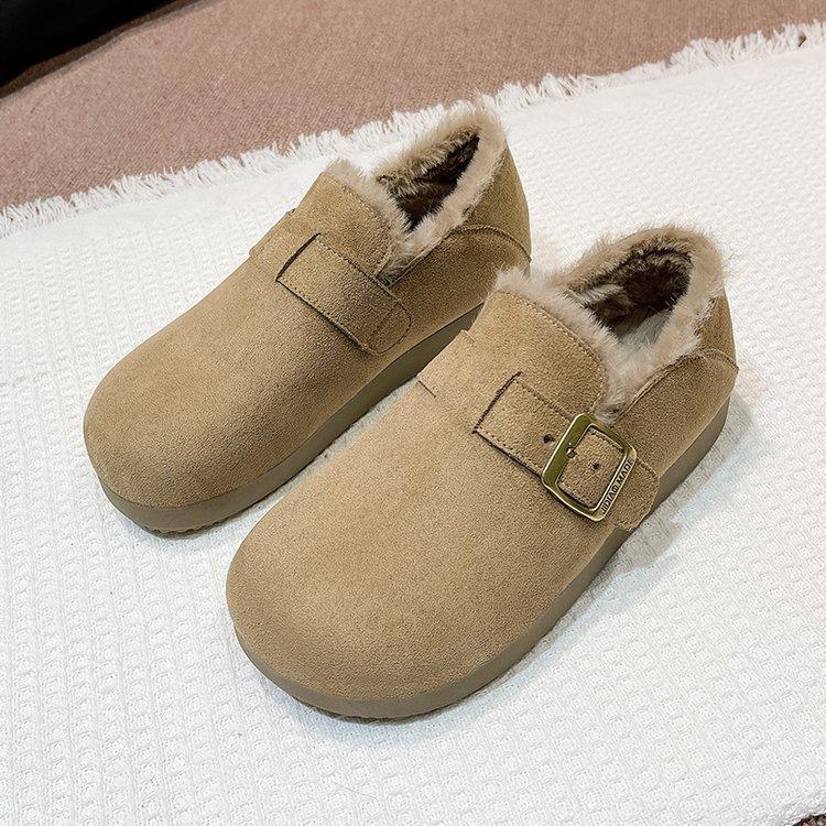 Fleece all-inclusive Boken shoes women's 2025 new autumn and winter northeast cotton shoes Doudou shoes fluffy shoes snow boots